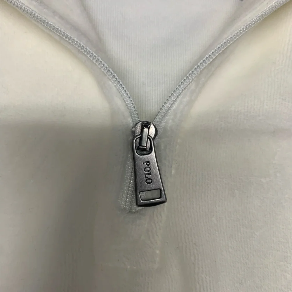 Ralph Lauren Womens Velour Track Jacket L-Large Quarter Zip Stretch $148 - Picture 3 of 9